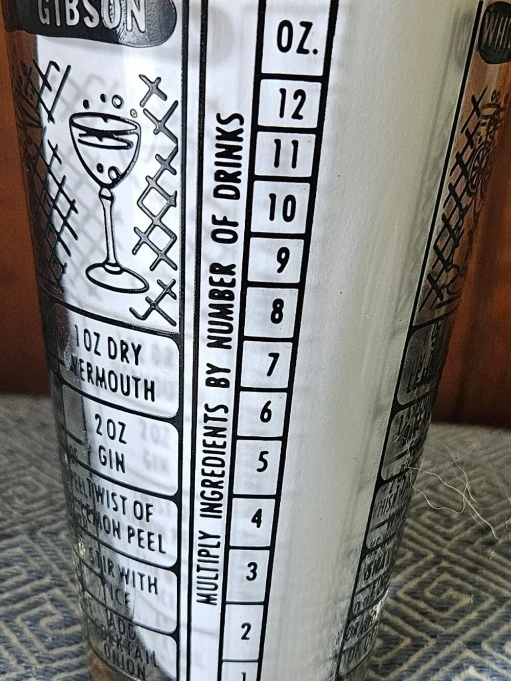 Vintage 1950s Federal Glass Cocktail Recipe Mixing Glass